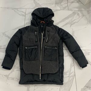 Orolay Jacket Women Sz XSS Army Black Puffer Down Sherpa Detail hooded  Pockets